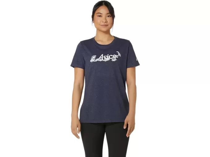 WOMEN’S ASICS FLORAL SLOGAN SHORT SLEEVE TEE