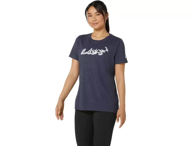 WOMEN’S ASICS FLORAL SLOGAN SHORT SLEEVE TEE