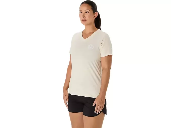 WOMEN’S ASICS NATURE V-NECK SHORT SLEEVE TEE