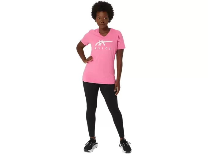 WOMEN’S ASICS STRIPES V-NECK