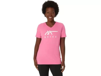WOMEN’S ASICS STRIPES V-NECK
