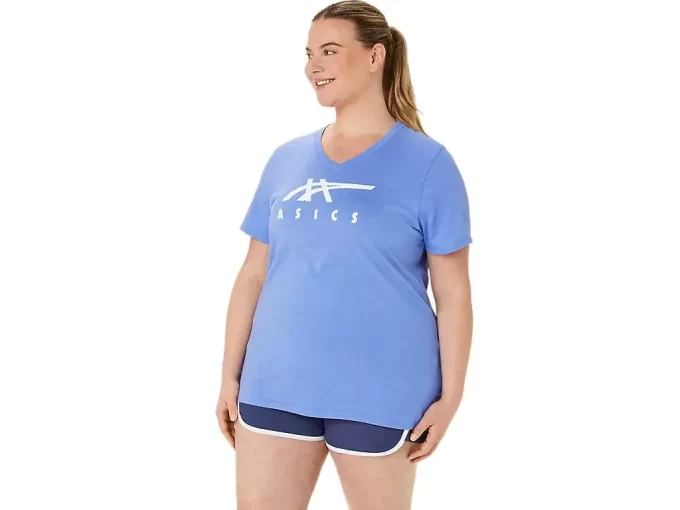 WOMEN’S ASICS STRIPES V-NECK